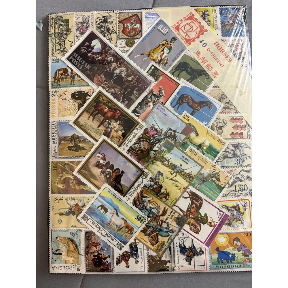 Vtg Mongolia Stamps Collection 40 Used Postage  Horses Animals Mixed Countries